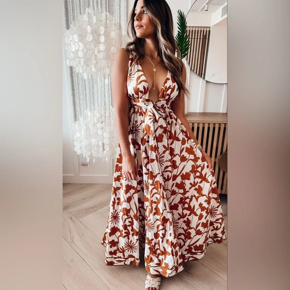 Red Dress Boutique Subtly Sweet Cream Multi Print Maxi Dress - Picture 2 of 11
